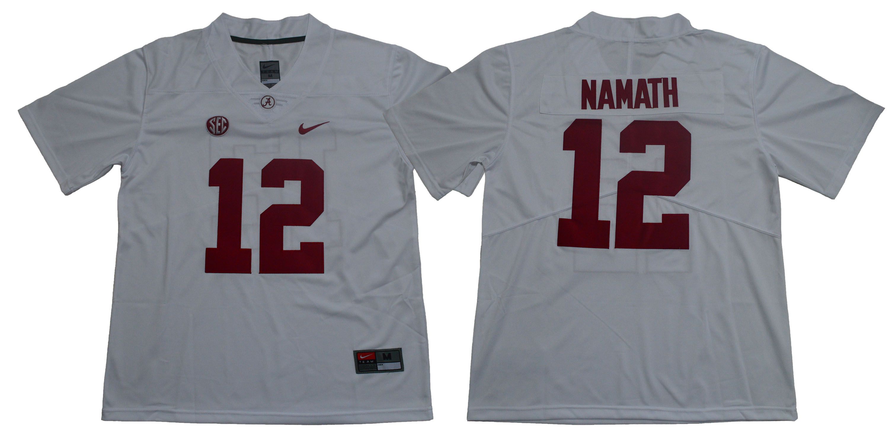 Men Alabama Crimson Tide 12 Namath White Legendary Edition NCAA Jerseys